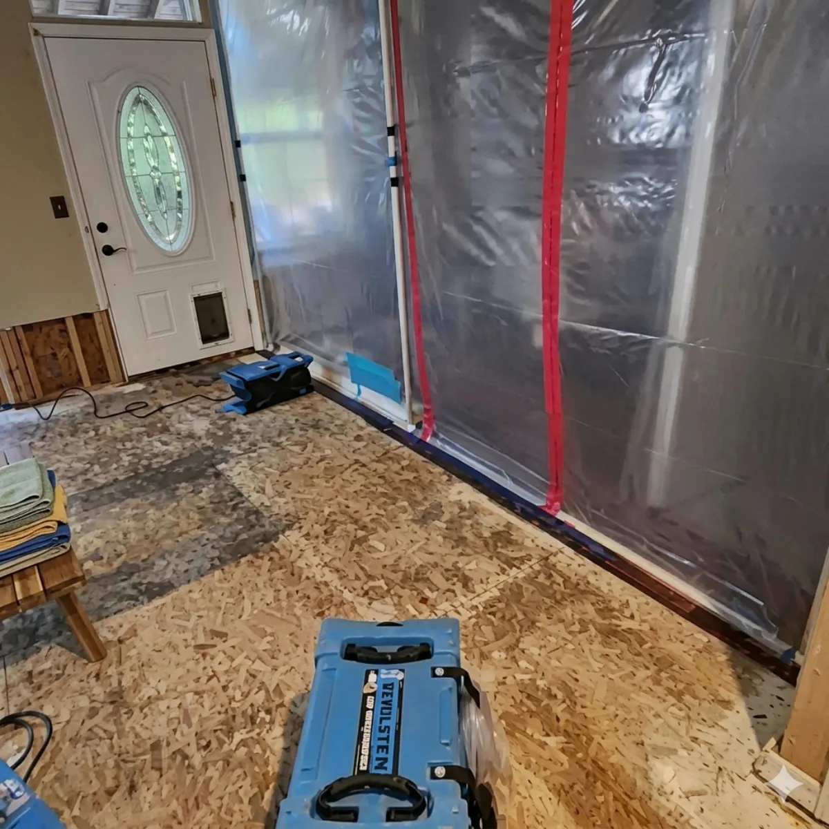 Containment setup during fire damage restoration in an Oklahoma City home