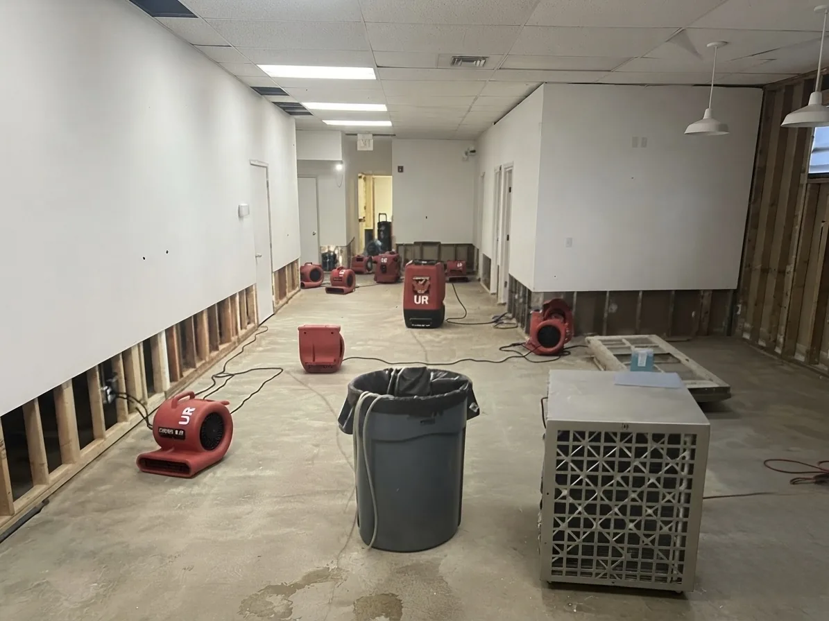 Drying equipment running after a pipe burst